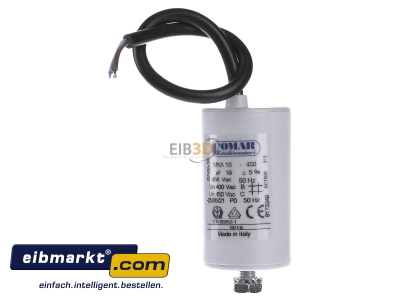 Front view Comar MKA 450-16 K Capacitor 16µF 450V 40x70mm
