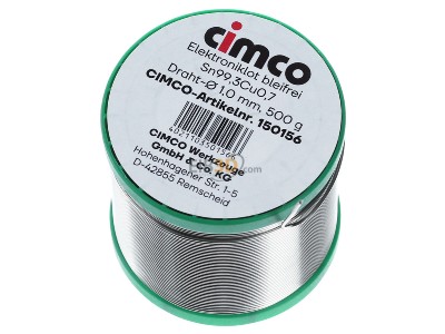 Ansicht oben vorne Cimco 15 0156 Elektroniklot bleifrei 1,0mm/500g 