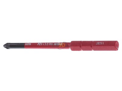 Front view Wiha 2831-12 PZ 1x75 Bit for cross-head screws Pozidriv PZ 1 
