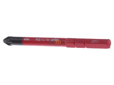 Front view Wiha 2831-12 PZ 2x75 Bit for cross-head screws Pozidriv PZ 2 
