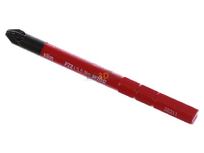 View up front Wiha 2831-12 PZ 2x75 Bit for cross-head screws Pozidriv PZ 2 
