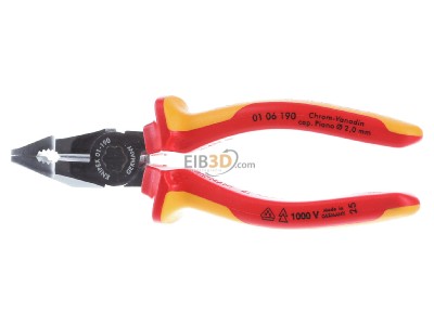 Frontansicht Knipex 01 06 190 Kombizange isoliert, 190mm 