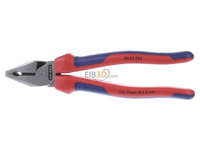 Frontansicht Knipex 02 02 225 Kraft-Kombizange schwarz, 225mm 