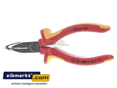 Frontansicht Knipex-Werk 25 26 160 Flachrundzange mit Schneide, 160mm 