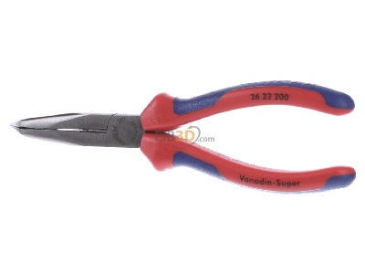 Frontansicht Knipex 26 22 200 Flachrundzange mit Schneide, 200mm 