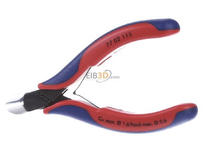 Frontansicht Knipex 77 02 115 Elektronik-Seitenschneider spiegelpoliert,115mm 