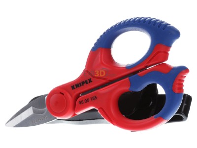 Frontansicht Knipex 95 05 155 SB Elektrikerschere poliert, 155mm 