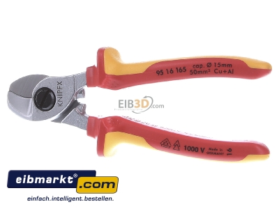 Frontansicht Knipex-Werk 95 16 165 Kabelschere isoliert, 165mm 