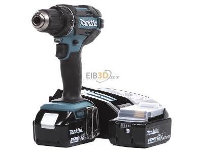 View on the left Makita DDF482RFJ Battery drilling machine 18V 3Ah 
