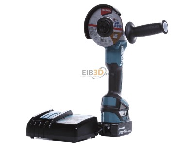 Front view Makita DGA513RTJ Right angle grinder (battery) w/ charger 
