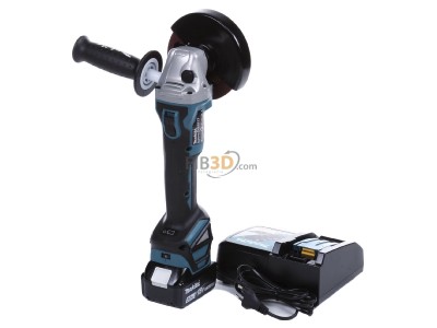 Top rear view Makita DGA513RTJ Right angle grinder (battery) w/ charger 
