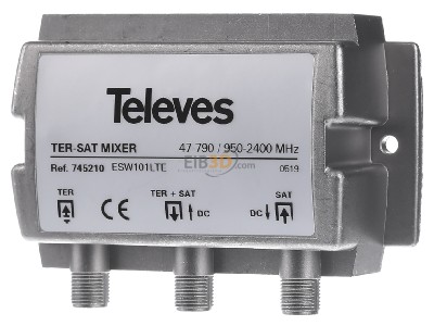 Front view Televes ESW101LTE Feed-in diplexer SAT/terrestrial 
