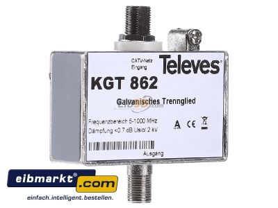 View on the left Televes (Preisner) KGT 862BW F straight plug/bus coupler 
