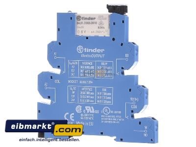 Frontansicht Finder 39.51.0.006.0060 Koppelrelais-MasterOutput 1S, 6A 