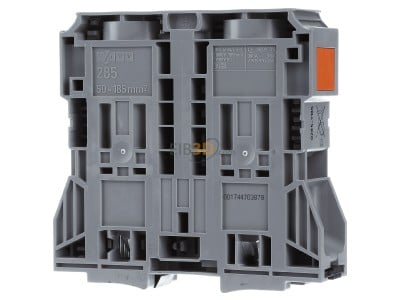 Frontansicht WAGO 285-1185 2-Leiter Durchgangsklemme 185qmm, grau 