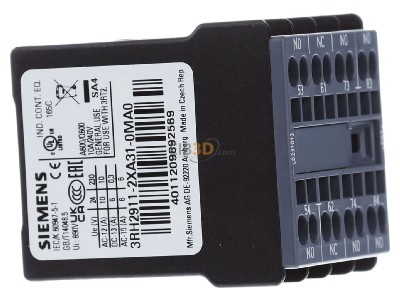 View on the left Siemens 3RH2911-2XA31-0MA0 Auxiliary contact block 3 NO/1 NC 
