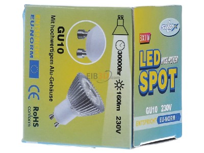 Ansicht links Scharnberger+Has. 36045 Power-LED 50x50mm 230VAC GU10 3x1W wws 