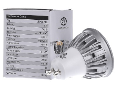 Ansicht links EVN D23510502 LED-Leuchtmittel GU10 3000K 450lm 