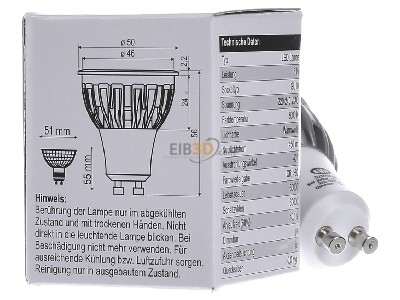 Ansicht hinten EVN D23510502 LED-Leuchtmittel GU10 3000K 450lm 