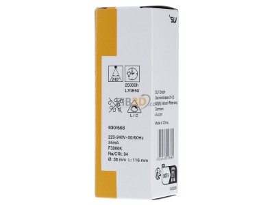 Ansicht hinten SLV 1005289 LED-Lampe T38 E27, 930 
