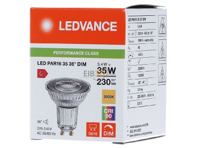 Frontansicht Ledvance LEDP163536D3.4W930P LED-Reflektorlampe PAR16 GU10, 930, dim, 36Gr 