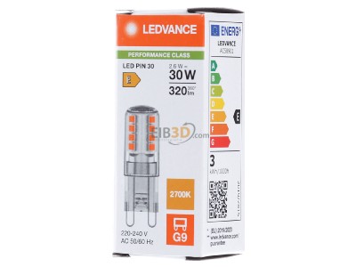 Frontansicht Ledvance LEDPIN30300P2.6827CL LED-PIN-Lampe G9 827, klar 