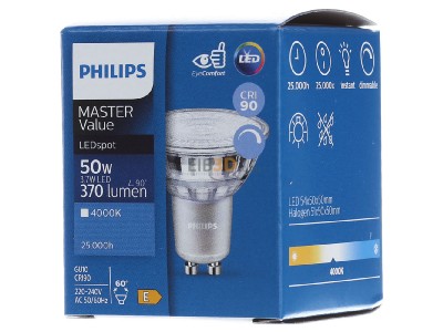 Frontansicht Philips Licht MAS LEDspot#39938900 LED-Reflektorlampe PAR16 GU10, 940, 36G, dim MAS LEDspot39938900