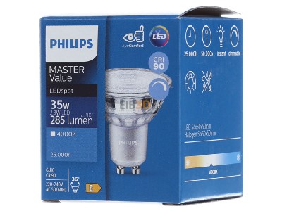 Frontansicht Philips Lighting MAS LEDspot#39930300 LED-Reflektorlampe PAR16 GU10, 940, 36G, dim