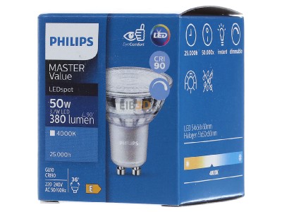 Frontansicht Philips Lighting MAS LEDspot#39946400 LED-Reflektorlampe PAR16 GU10, 940, 36G, dim