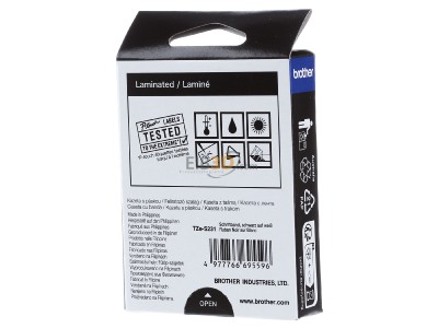 Ansicht hinten Brother TZe-S231 Schriftbandkassette BF.wei/DF.schwarz 