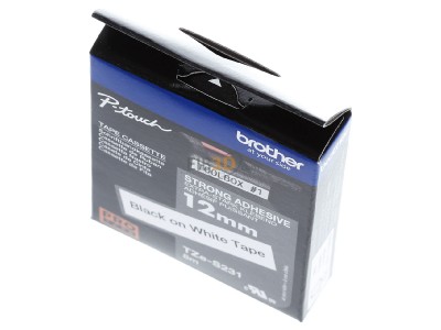 Ansicht oben vorne Brother TZe-S231 Schriftbandkassette BF.wei/DF.schwarz 