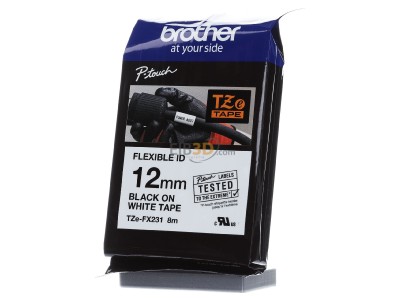 Frontansicht Brother TZe-FX231 Schriftbandkassette BF.wei/DF.schwarz 