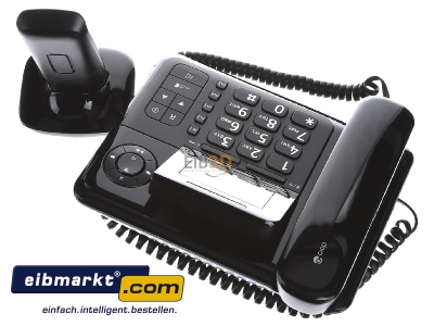 Top rear view IVS Industrievertret. 380115 Analogue telephone with cord black

