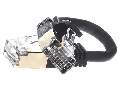 Frontansicht Wantec 7197 sw 0,1m SSTP-Patchkabel Cat.6A sw 0,1m Steck. 4mm 
