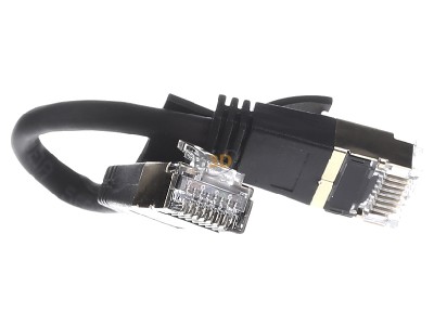 Ansicht links Wantec 7197 sw 0,1m SSTP-Patchkabel Cat.6A sw 0,1m Steck. 4mm 