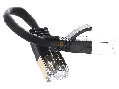 Ansicht oben links Wantec 7197 sw 0,1m SSTP-Patchkabel Cat.6A sw 0,1m Steck. 4mm 
