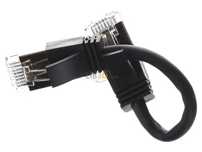 Ansicht oben rechts Wantec 7197 sw 0,1m SSTP-Patchkabel Cat.6A sw 0,1m Steck. 4mm 