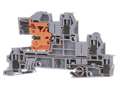 Front view Phoenix UTI 2,5-PE/L/NT Installation floor terminal, 0,2-4mm� 5,2mm, gray, 
