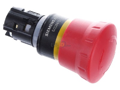 Ansicht oben links Siemens 3SU1000-1HB20-0AA0 Not-Halt-Pilzdrucktaster 22mm, rund, rt 