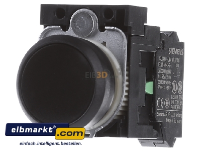 Front view Siemens Indus.Sector 3SU1100-0AB10-3BA0 Complete push button black
