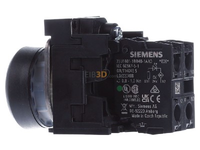 Ansicht rechts Siemens 3SU1102-0AB40-1BA0 Drucktaster 1S, 24VAC/DC 