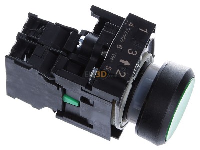 Ansicht oben links Siemens 3SU1102-0AB40-1BA0 Drucktaster 1S, 24VAC/DC 