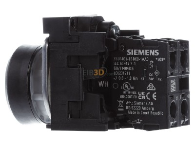 Ansicht rechts Siemens 3SU1102-0AB60-1BA0 Drucktaster 1S, 24VAC/DC 