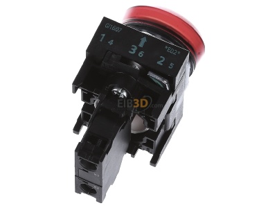 Top rear view Siemens Indus.Sector 3SU1102-6AA20-1AA0 Indicator light red 24VAC/DC 
