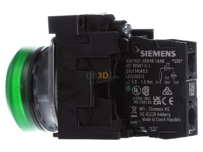 View on the right Siemens 3SU1102-6AA40-1AA0 Indicator light green 24VAC/DC 
