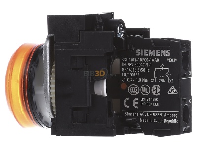 Ansicht rechts Siemens 3SU1106-6AA00-1AA0 Leuchtmelder 22mm, rund, amber 