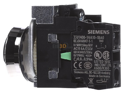 View on the right Siemens 3SU1150-0AB40-1BA0 Complete push button green 
