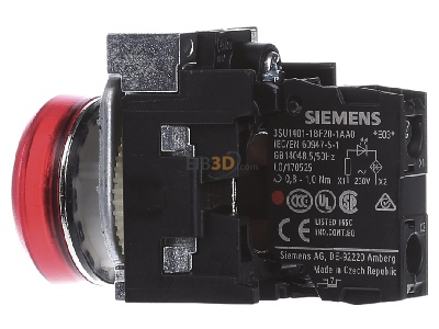 View on the right Siemens 3SU1156-6AA20-1AA0 Indicator light red 230VAC 
