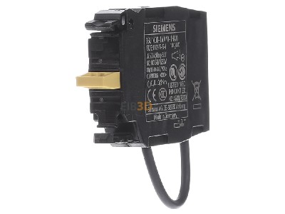Front view Siemens 3SU1400-1AA10-1HA0 Auxiliary contact block 0 NO/1 NC 
