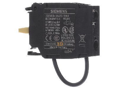 View on the right Siemens 3SU1400-1AA10-1HA0 Auxiliary contact block 0 NO/1 NC 
